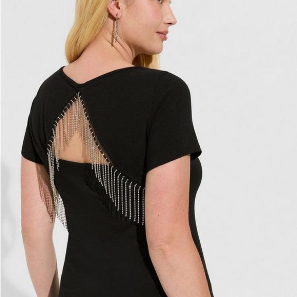 Torrid Black Top with Silver Fringe - Picture 3 of 3